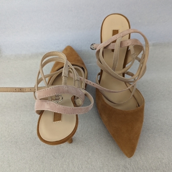 GUESS tan and pink suede heels size 8 - Picture 5 of 8